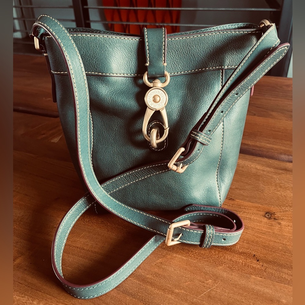 Dooney & Bourke Crossbody Florentine Leather Sadie Feed Purse Bag RARE Ivy Green - Picture 3 of 16